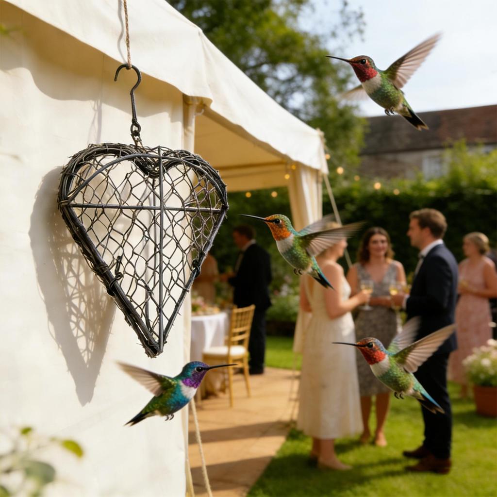 Handmade Iron Heart Shape Birds Nests Material Holder with Hook Holder Hummingbird Nesting Hanger Flower Pots Storage Basket