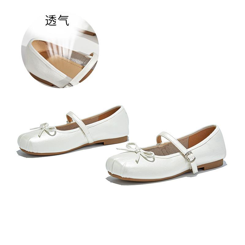 

Кожаные туфли Мэри Джейн с бантом женские осенние новые квадратный носок пряжка модные одинарные туфли не устают ноги обувь женская 40 бежевый