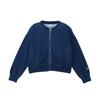 Champion Basic Washed Long Crew Fleece Single Embroidery Women's Zip-Up Sweatshirt, CW-B001, Blue, Sleeve, Neck, Lining,