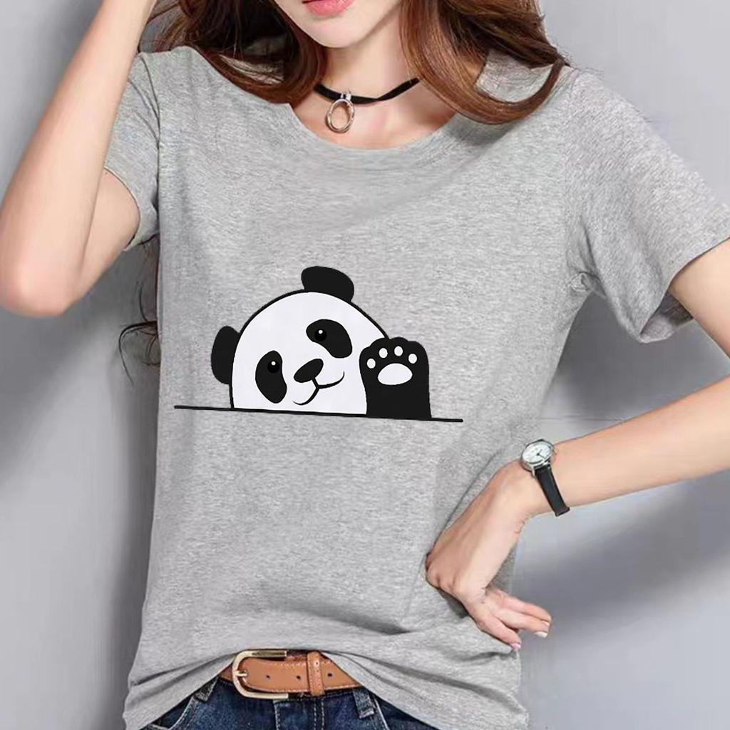 New Kawaii Women's T-shirts 3D Panda Print Short Sleeve Top Summer Casual Black T Shirt Oversized Female Tee Streetwear 6XL