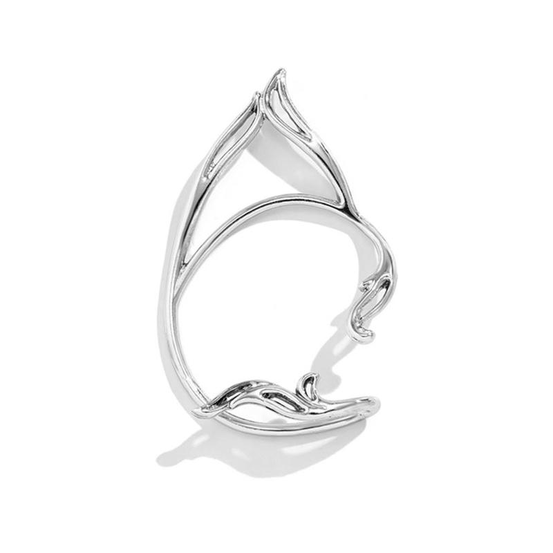 European and American Jewelry Novelty Single Metal Three-dimensional Earring Female Hollow Cat Ear Outline Elf Ear Clip