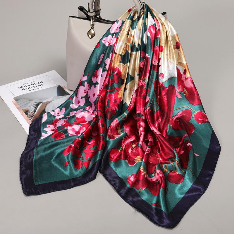 90 Square Scarves, Silk Scarves, Women's New Spring and Summer High-end Sense Versatile, Thin Scarves, Shawls Outside