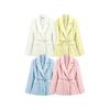 Womens Solid Color Notched Lapel Blazer Slim Fit Long Sleeve Office Casual Jacket