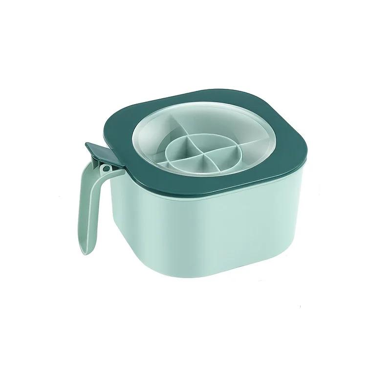 Een 4-in-1 Kruidenbox met Grote Capaciteit, met Deksel en Lepels. Wordt geleverd met Vier Lepels voor in de Keuken Thuis, voor Zoutcontainers.