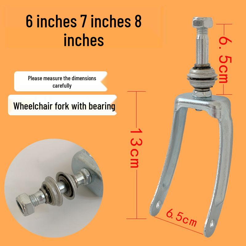 Stahl-Vorderradgabel mit Lagern für 7-8 Zoll Rollstuhlräder