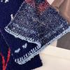 New Japanese Style Cute Puppy Navy Blue Knitted Scarf for Women To Keep Warm in Winter and Versatile for Student Couples Woolen Scarf