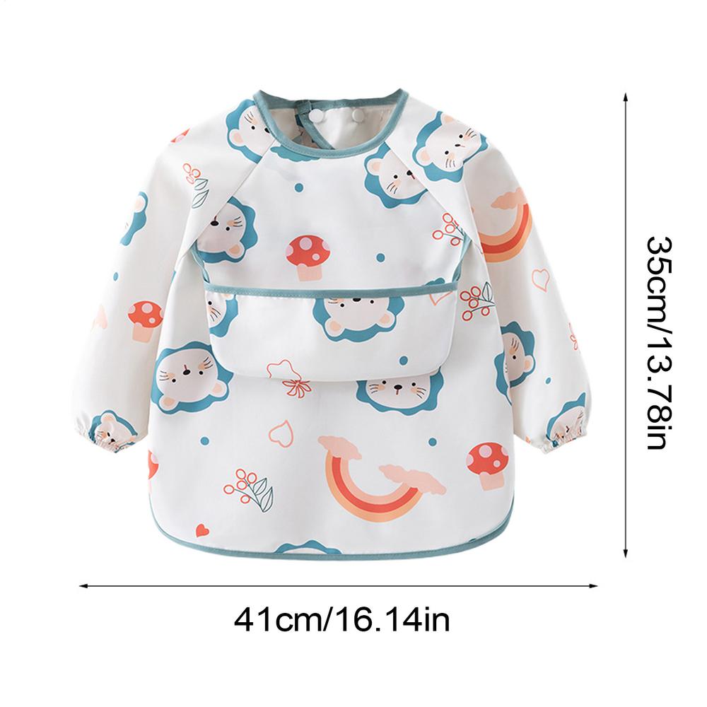 Baby Smock Bib Soft Full Sleeve Adjustable Weaning Smock Full Sleeve Toddler Eating Shirt Bibs for 6-36 Months Kids Girls Boys