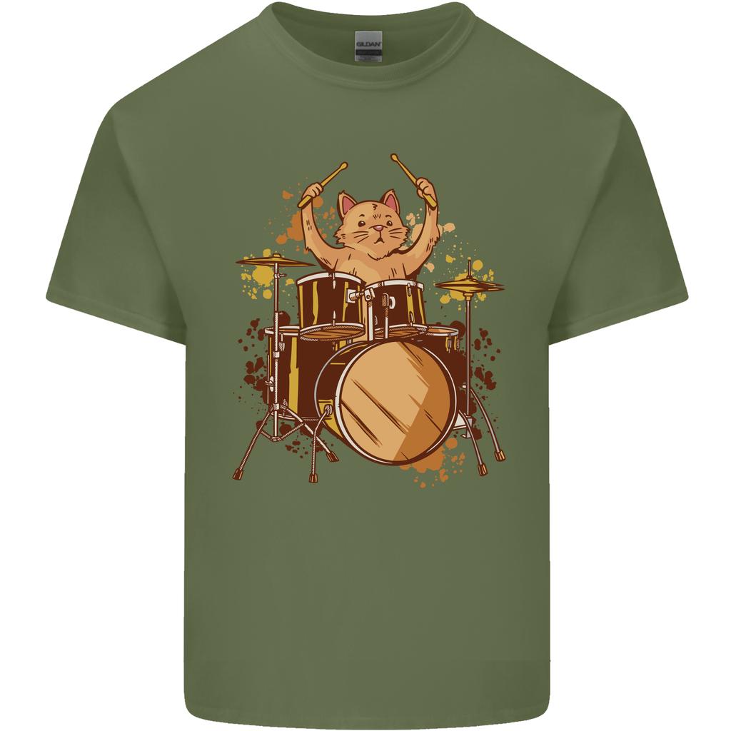 A Cat Drummer Drumming Unisexs Light Cotton TShirt