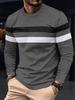 Men's Color Block Casual Round Neck Long Sleeve Sports T-shirt
