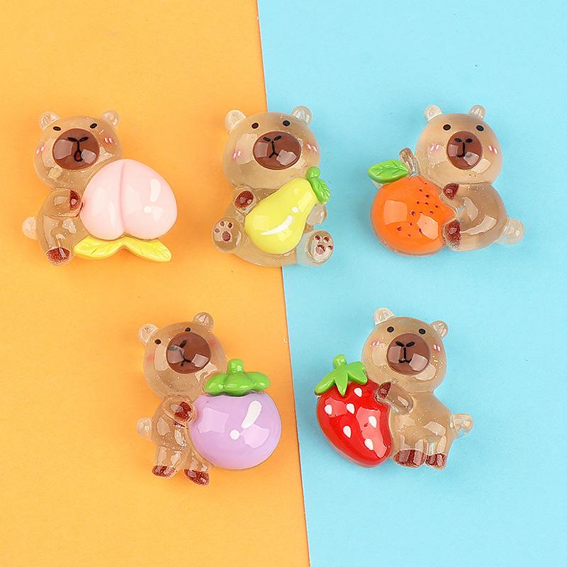 Kawaii Luminous Capybara Car Ornaments Dollhouse Mini Scene Decor Micro Landscape Ornaments Diy Desktop Decoration Toys