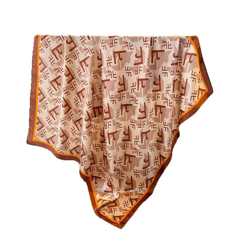 Satin Imitation Silk Printing Large Square Scarf Silk Scarf Shawl Versatile Foreign Style Headscarf Neck Protection Scarf