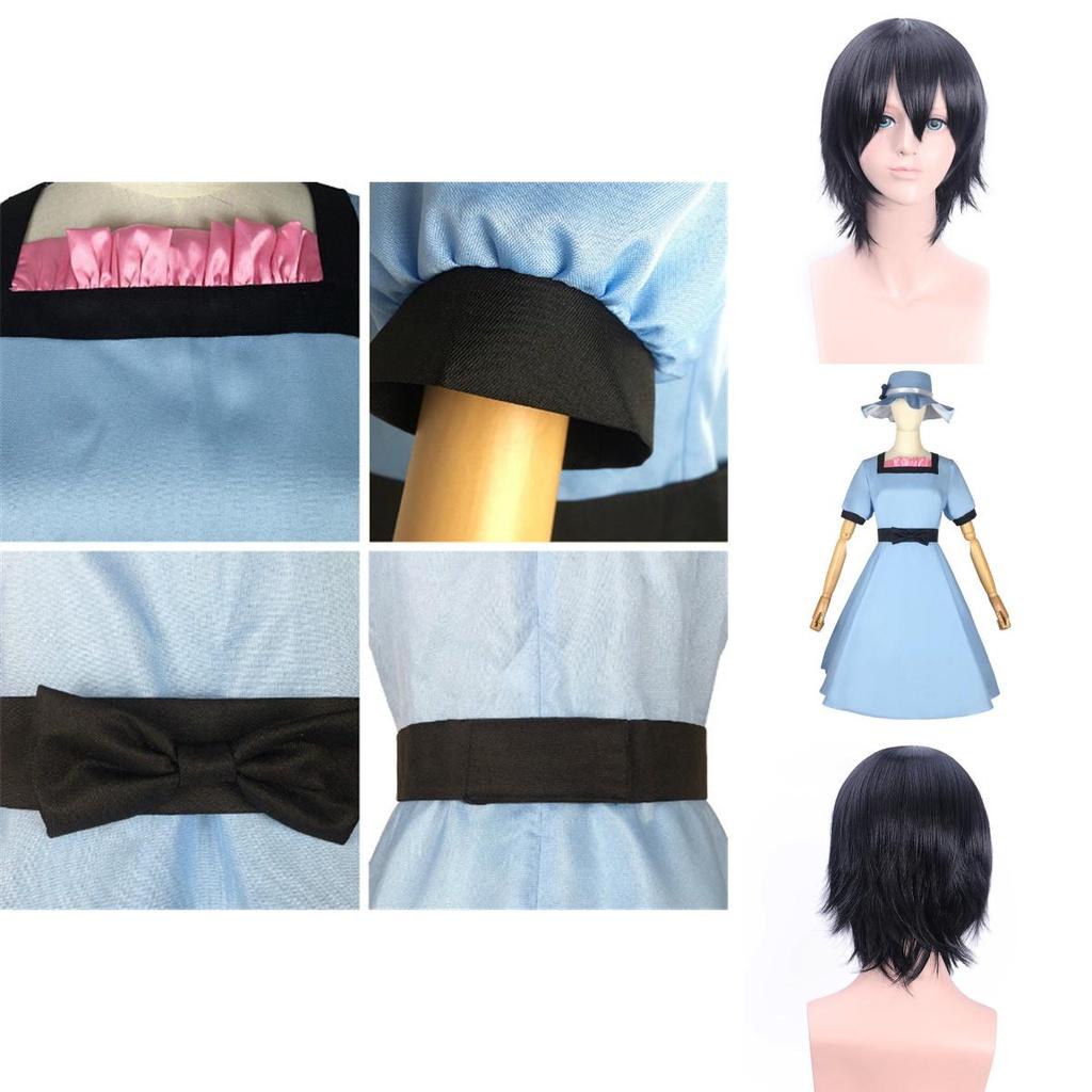 Stylish Steins Gate Shiina Mayuri Cosplay Costume Women Charming Blue Dress With Hat