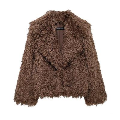 Winter 2024 Women's Faux Leather Effect Furry Coat - European & American Style