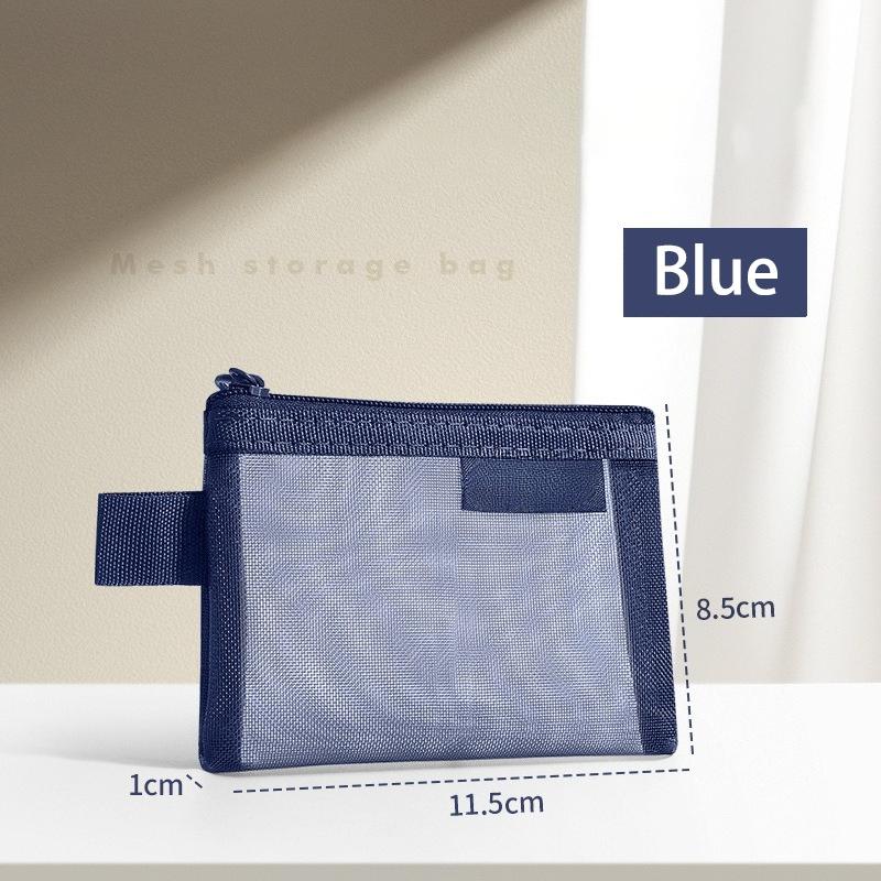 1PC Portable Mini Zipper Mesh Storage Bag New Coin Purse Small Square Mesh Coin Purse Travel Storage Carry Pouch with Zippered