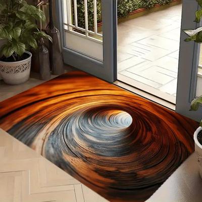 3D Loch Bodenteppich Optische Illusion Fußmatte Realistische Bodenlose Grube Fußmatte Rutschfester Badezimmerteppich für Wohnzimmer Eingangsbereich