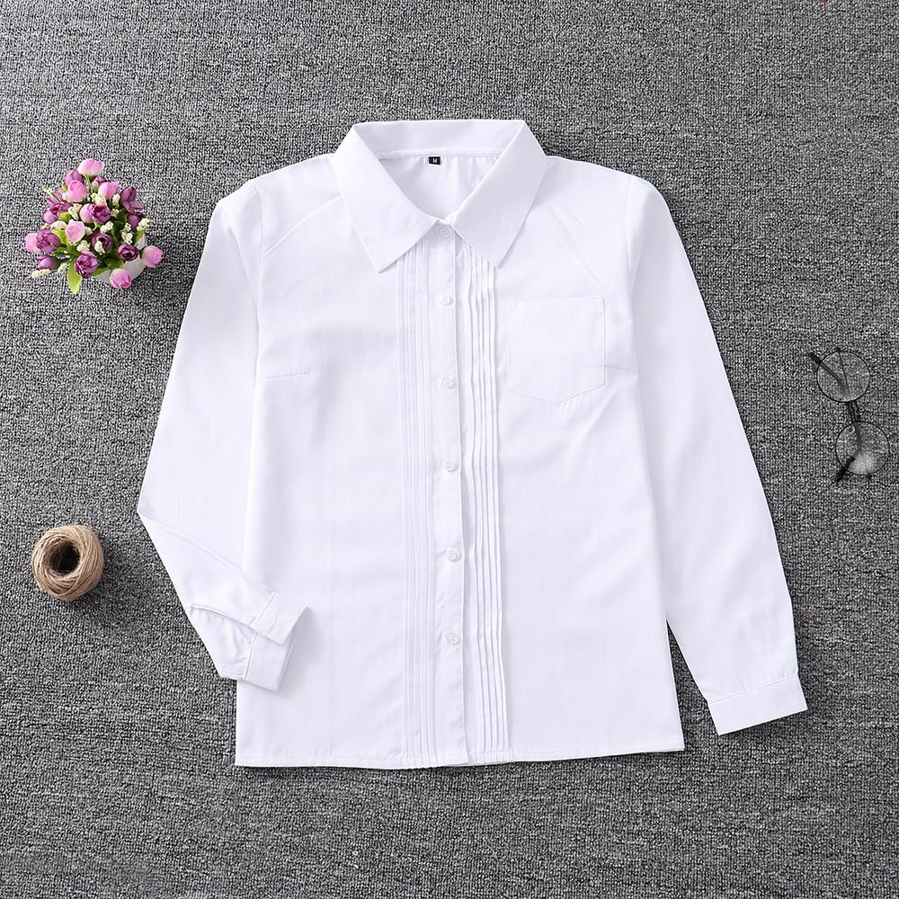 Uniform Long Sleeve Shirt With Pleated Front For Student Fashion