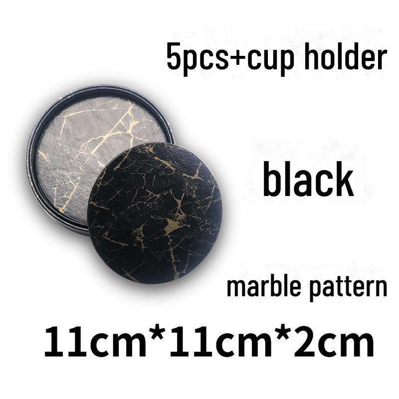 Custom PU Leather Tea Coasters with Hand-Sewn Edges and Insulation Pad, Featuring Your Enterprise Logo.