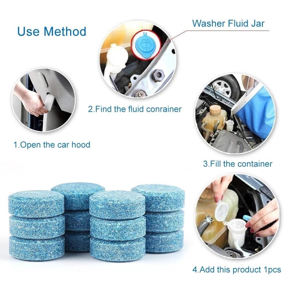 Car Windscreen Effervescent Cleaning Tablets - Solid Concentrated Cleaner for Auto Wiper Glass Detergent
