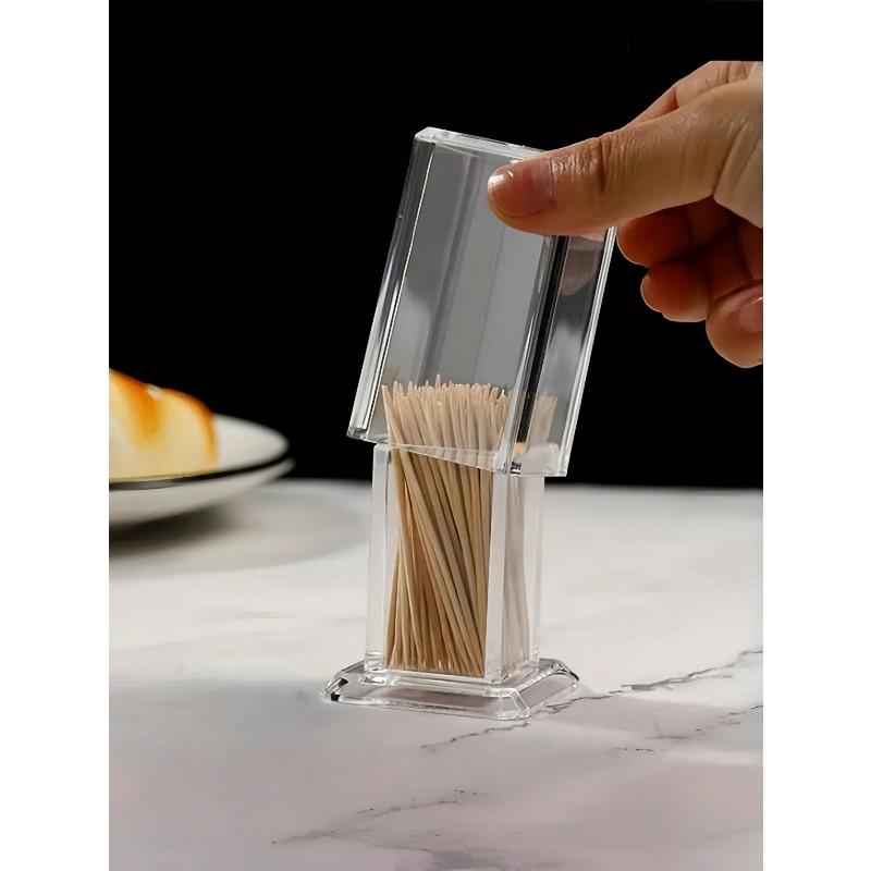 1PC PMMA Toothpick Holder, Clear Acrylic Toothpick Holder ,Minimalist Clear Toothpick Holder Dispense,Elegant Clean For Home Kitchen Storage