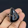 Black Onyx Gemstone Copper Wire Wrapped Handmade Jewelry Ring For Woman