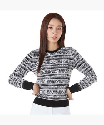 LECOQ GOLF Women'S Jacquard Round Neck Windproof Sweater (Gp422Lkpo3)