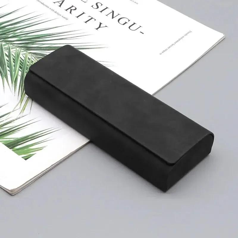 

Футляр для очков с жестким корпусом, мужской и женский, из искусственной кожи, переносной, антиэкструзионный, складной, для хранения солнцезащитных очков чёрный