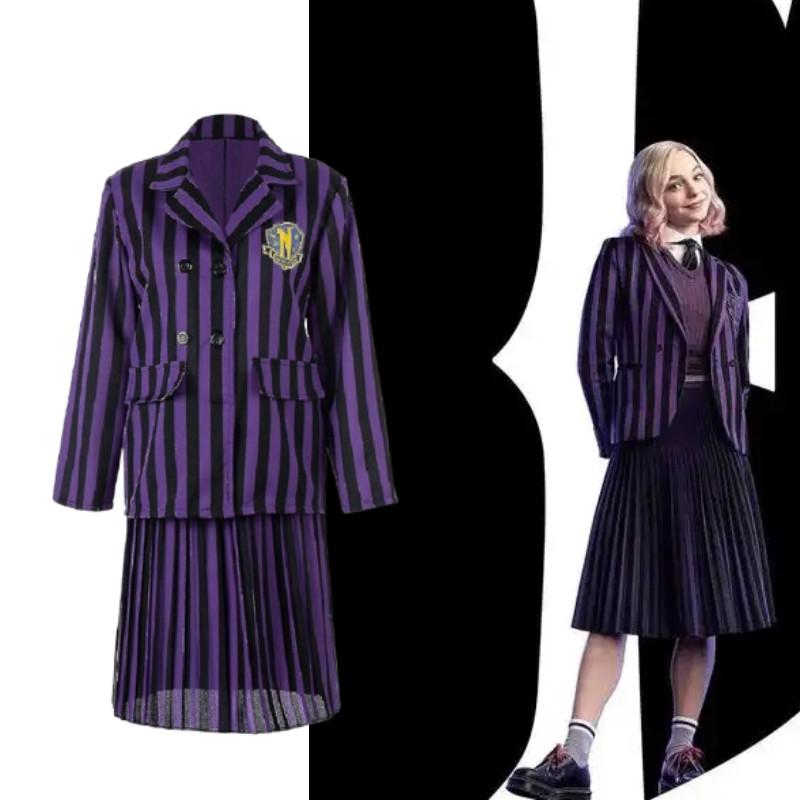 Wednesday Addams Character Cosplay Dress With Polyester Material For Women And Girls