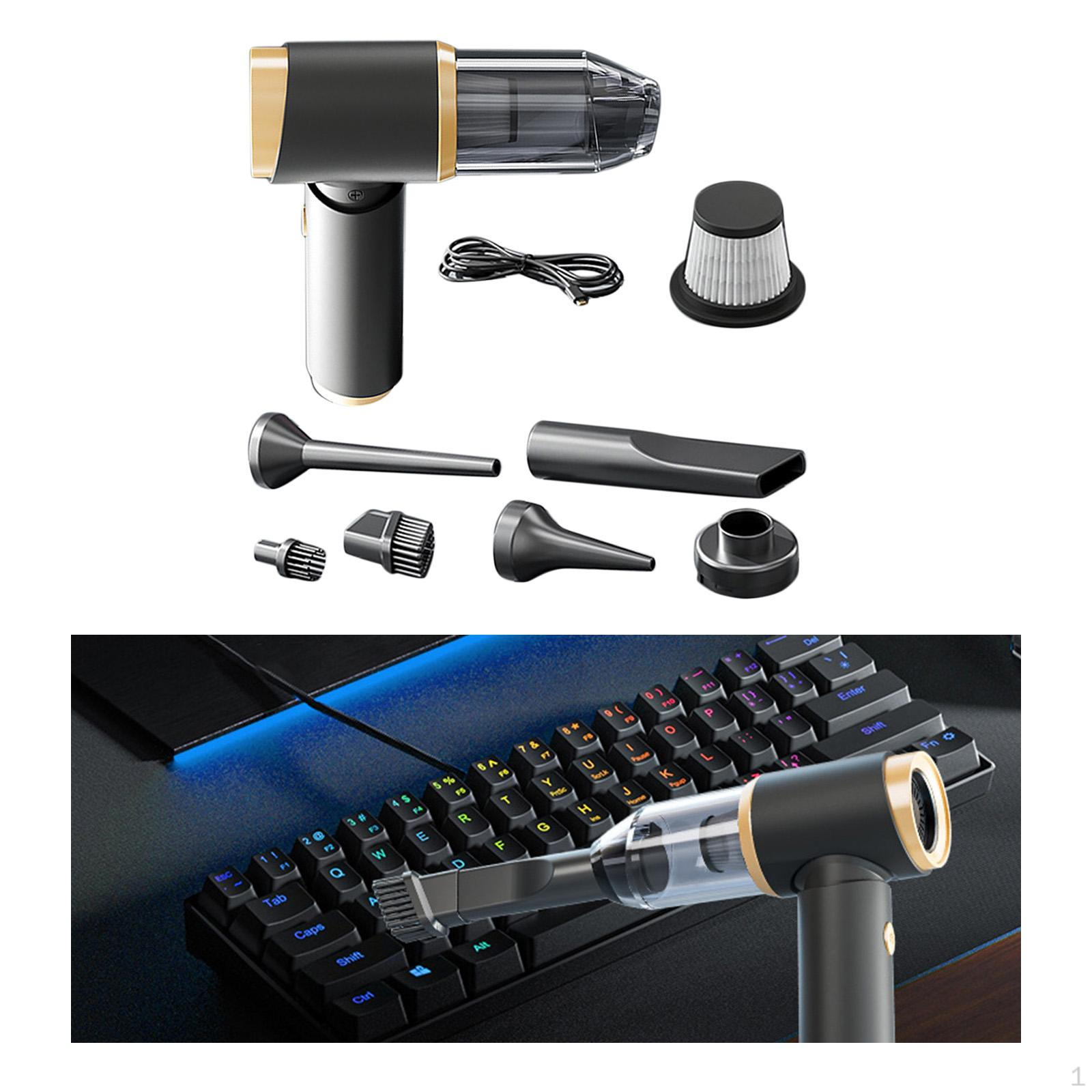 

Car Vacuum Cleaner Air Duster Portable Hand Travel Cleaning for Bookshelves black gold 1 filter