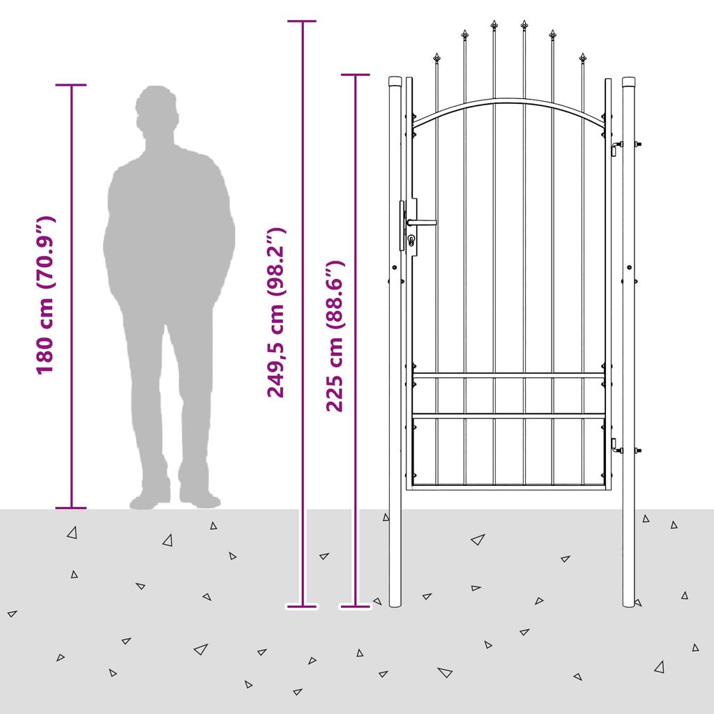 Garden Gate WOERDEN 200 X 100 Cm Steel Gray Lockable