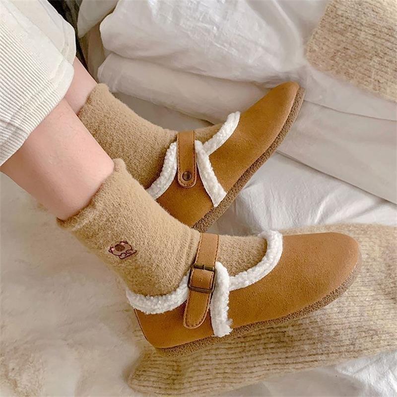 1/5 Pairs Cozy Hairy Mink Cute Capybara Mid-Calf Socks Women Autumn Winter Thicken Warmer Socks Sleep Floor Home Fluffy Sockings
