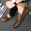 Fashion Brown Lightweight Man Casual Shoe Flat Plain Slip-on Common Adults Luxury Sale Social Low Price Legitimate Leather Shoes for Men