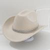 Men's and women's Panama hat, cowboy hat, jazz top hat, three-dimensional leaf rhinestone belt, accessory hat