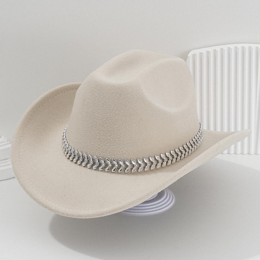 Men's and women's Panama hat, cowboy hat, jazz top hat, three-dimensional leaf rhinestone belt, accessory hat