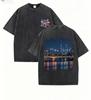 T-shirt Lavata Stampata con Paesaggi Bellissimi di Seoul da Donna Estiva Girocollo Abbigliamento Trendy Cotone Manica Corta Casual Nuove T-shirt