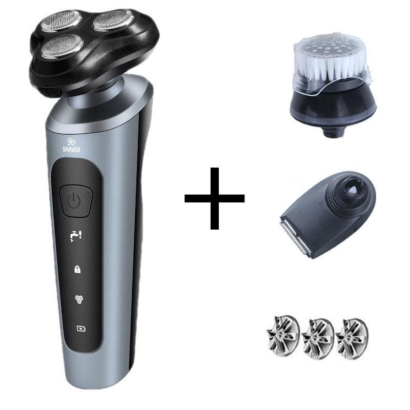 9D Multi-Function Electric Shaver, Full Body Washable, 3-in-1 USB Car Rechargeable Beard Trimmer