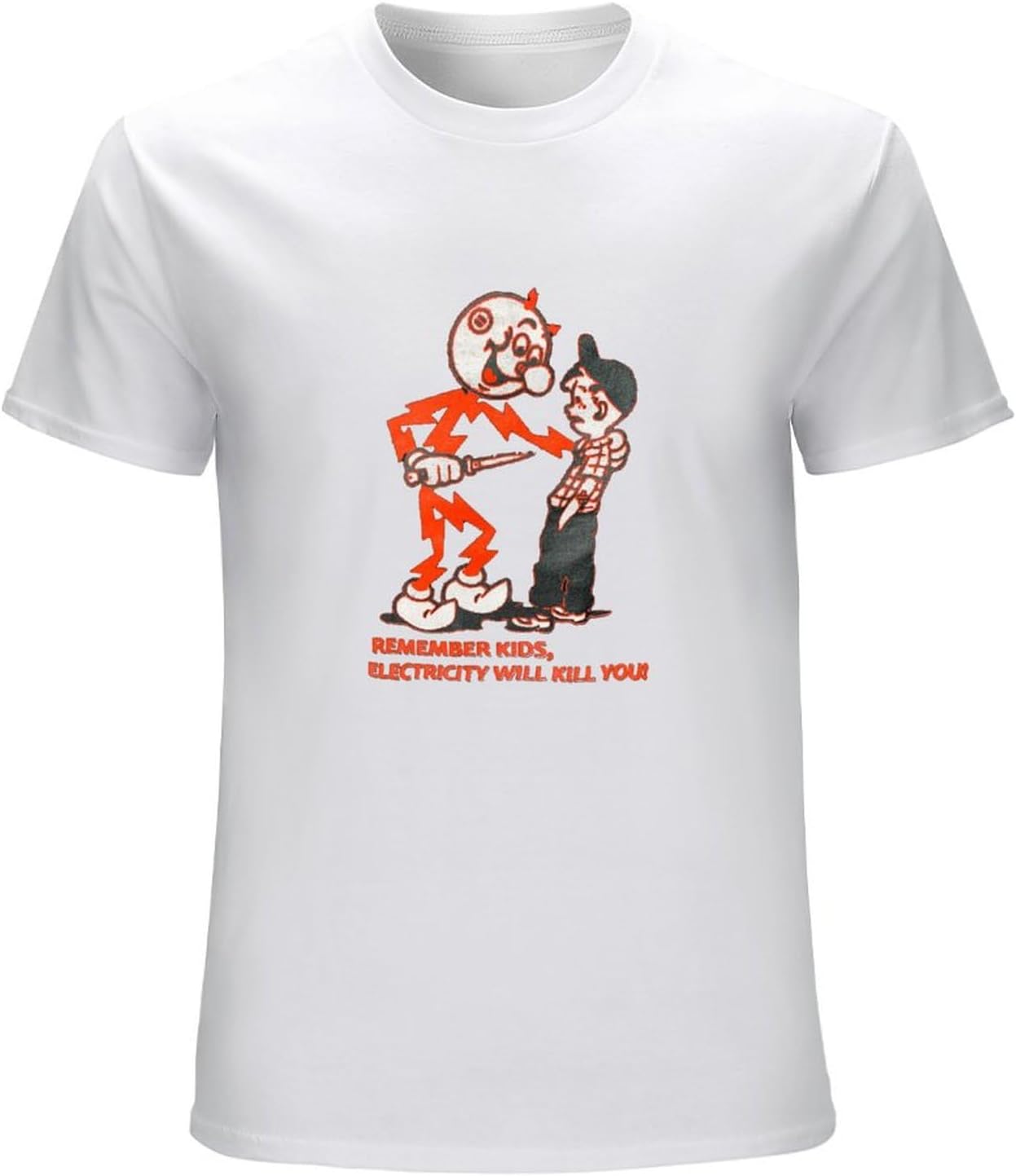 Remember Kids Electricity Will Kill You Mens T-Shirt Top Unisex Tee S белый