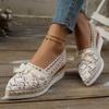 Fashion Woven Mesh Cutout Breathable Bow Single Shoes Autumn New Pointed Toe Mid-Mouth Platform Slip-Proof Heels