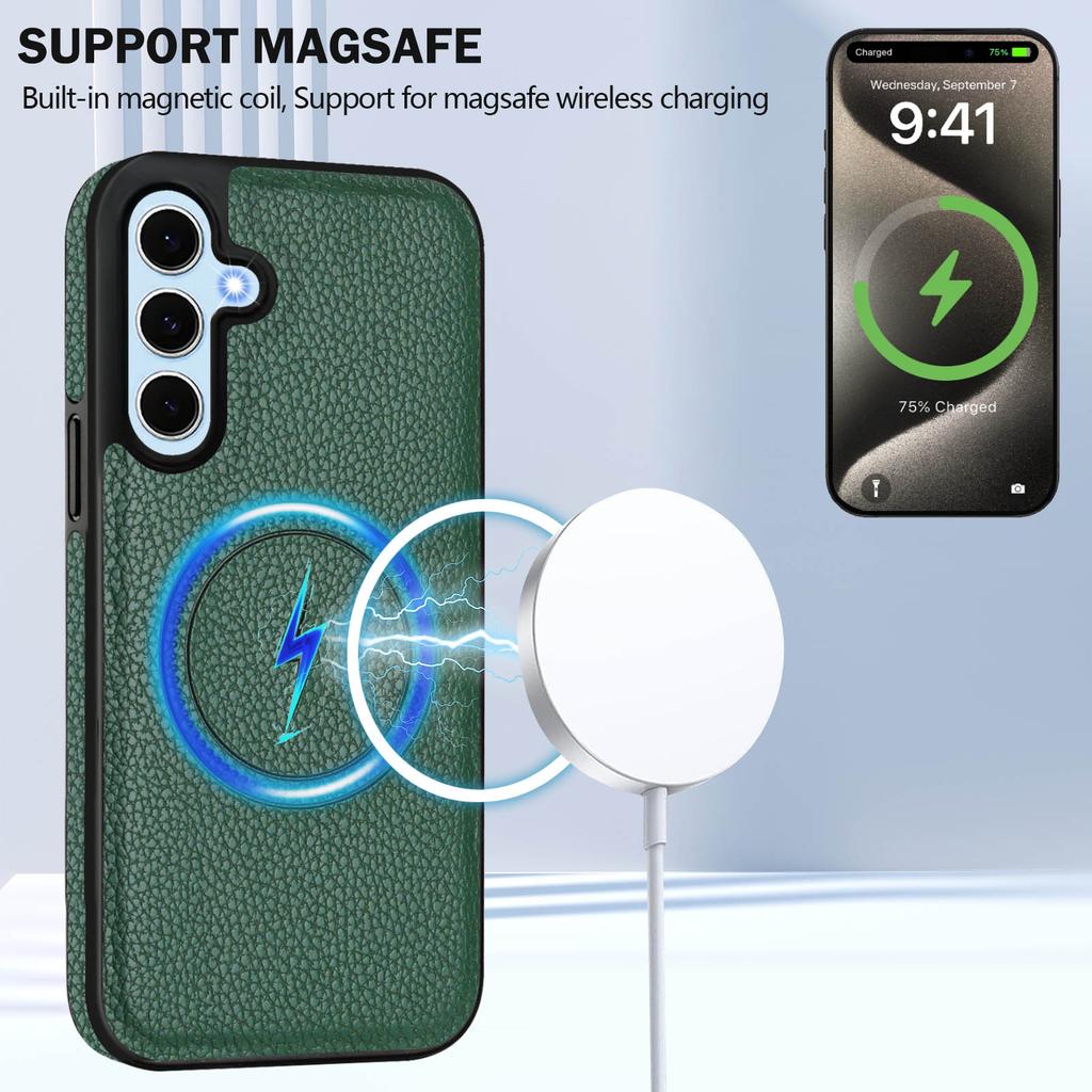 Dla Samsung Galaxy S24 Magnetyczne Etui TPU + Skóra PU Tylna Pokrywa Telefonu z Odpinanym Uchwytem na Karty