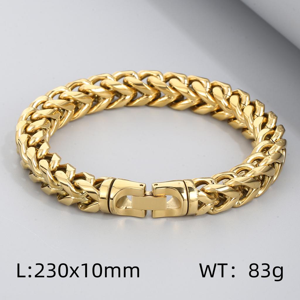 8/10mm Width Stainless Steel Keel Bracelet Plated Gold Keel Chain Bracelet Fashion Jewelry For Men Wedding Birthday Party Gift