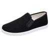 Men's Old Beijing Slip-On Shoes - Breathable, Wormwood Fabric, Non-Slip, Wear-Resistant, Thick-Soled, Black Work Shoes, Large Sizes Available
