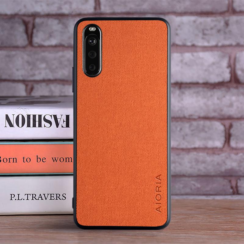 

Чохол для Sony Xperia 10 iii coque Розкішний текстильний Шкіряний скін м який TPU жорсткий чохол для телефону для sony xperia 10 iii чохол funda capa помаранчевий