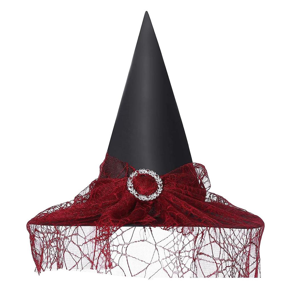 IPENNYE Halloween Velvet Witch Devil Hat with Flower Cosplay Wizard Classic Witch Grim Reaper Super Cute Tricorne Costume Cosplay Cultural School