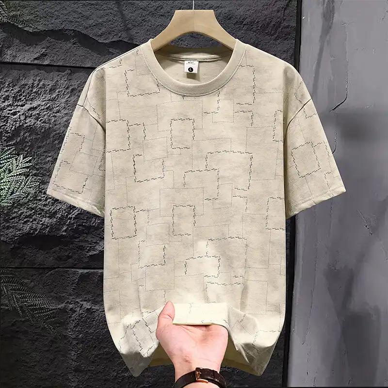 

Summer New All Match Street Casual Sports Breathable Vest Men s Trendy Fashion Cool Cotton T-shirt Short Sleeve Top L бежевий