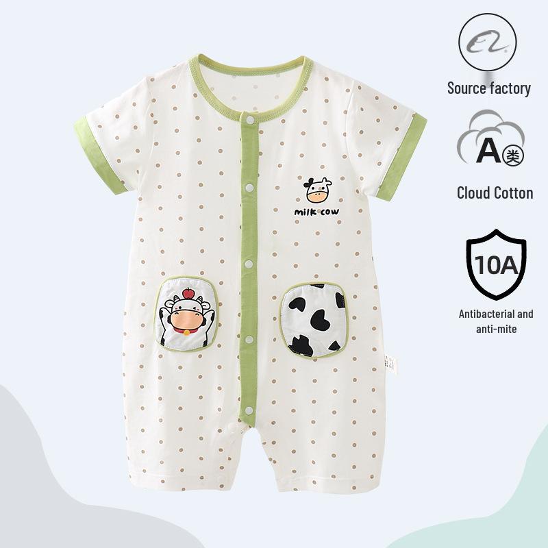 Antibacterial Summer Short-Sleeve Newborn Cotton Bodysuit