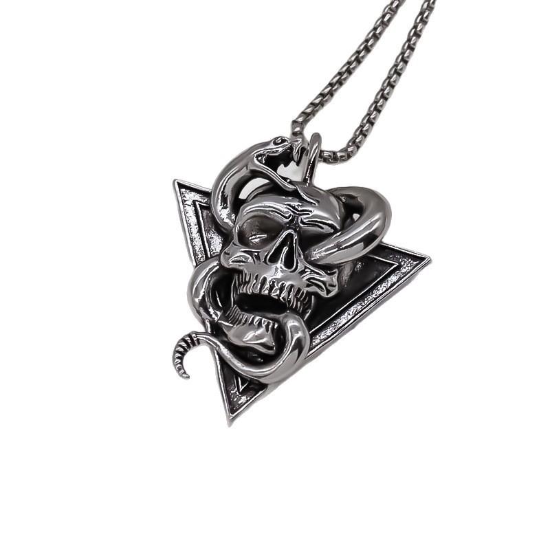 Hip Hop Skull Wrapped Around Snake Necklace Pendant