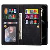 For Samsung Galaxy Z Fold5 5G Wallet Flip Case PU Leather Lines Imprinted Zipper Pocket Stand Phone Cover