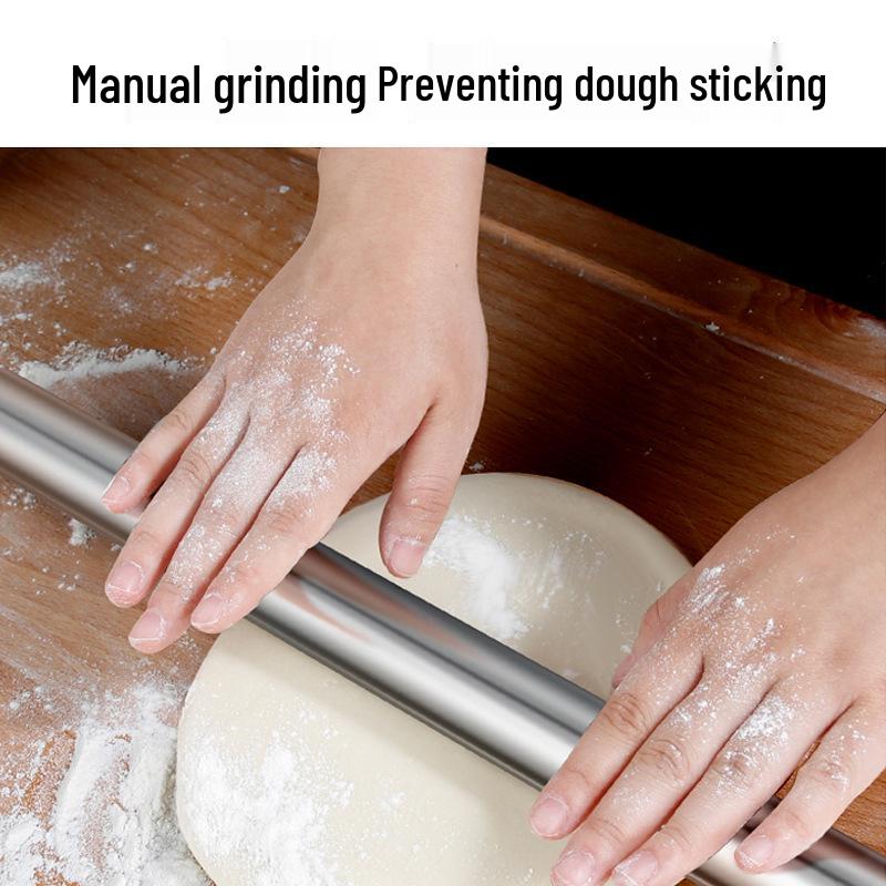 Lanno 304 Stainless Steel Non-Stick Rolling Pin for Dumplings and Noodles