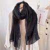 180*90cm Cotton Linen Fashion Scarf with Lace Trim, Four Season Scarf Shawl Beach Gauze,Long Lightweight Travel scarf