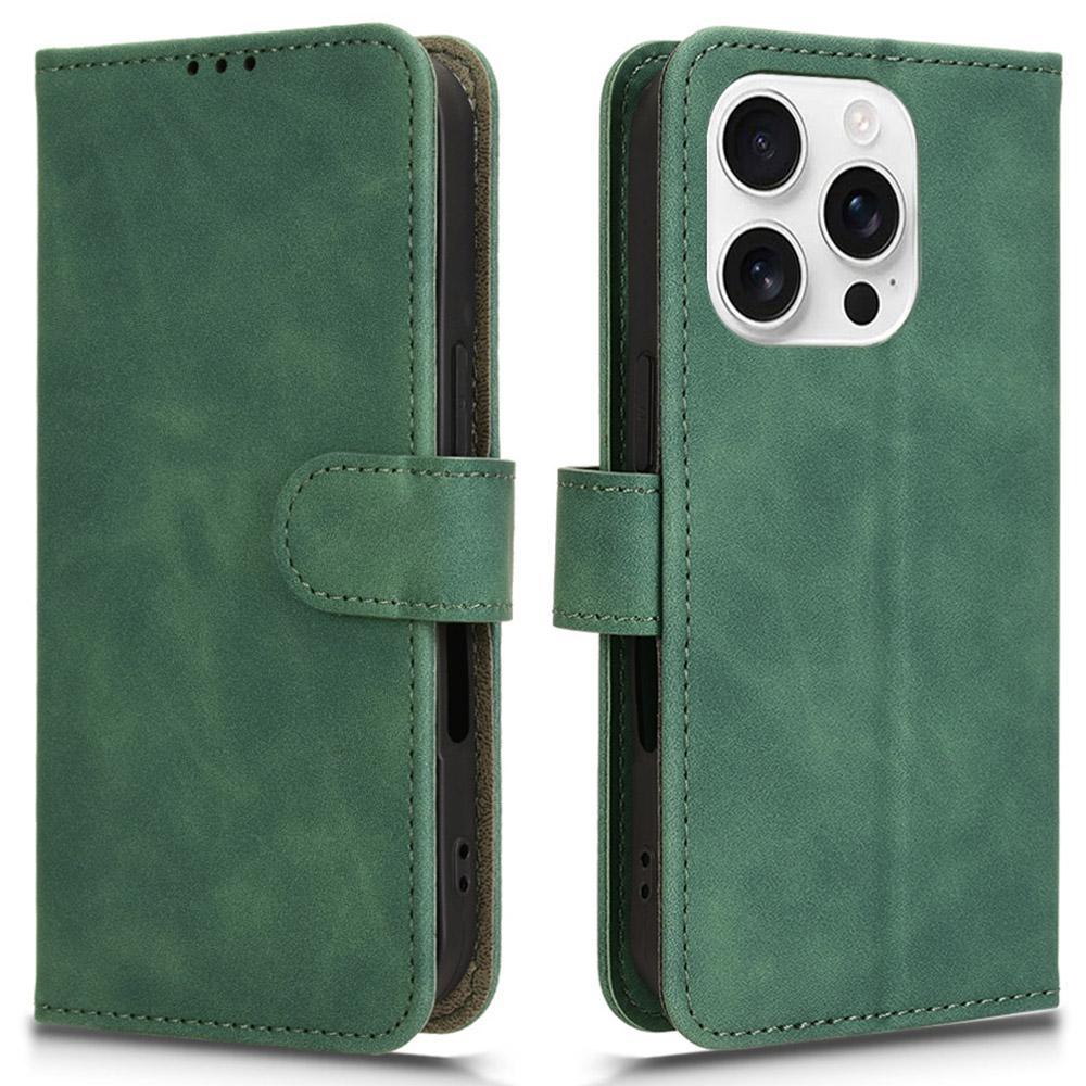 Für iPhone 16 Pro Lederhülle Skin-Feel Anti-Drop Brieftasche Klapphülle