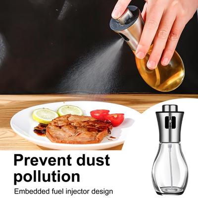 Pulverizator de ulei de măsline din sticlă de 200 ml cu presă anti-alunecare Dispenser de ulei rezistent la praf Duză presurizată Instrument de aburire a uleiului de bucătărie